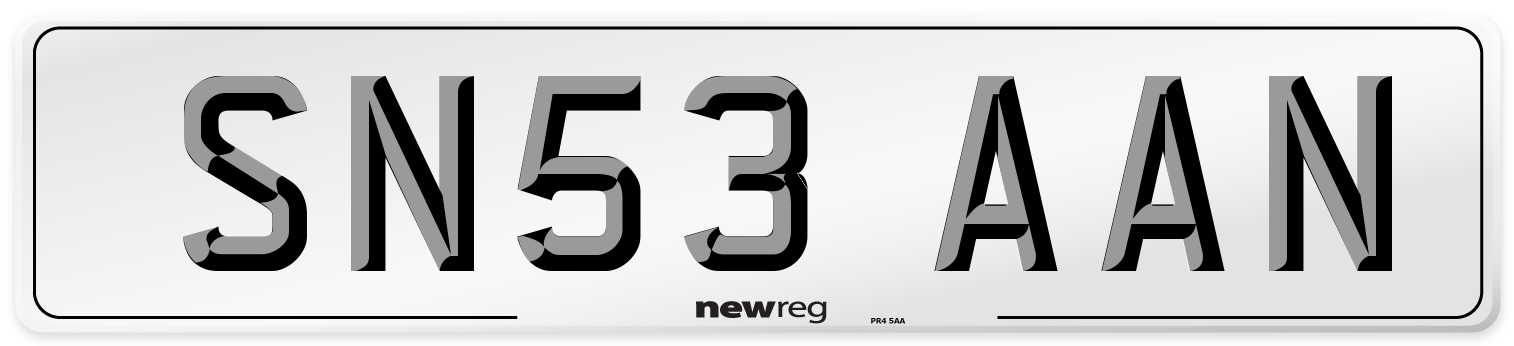 SN53 AAN Number Plate from New Reg
